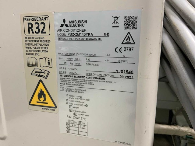 2021 mitsubishi puz-zm140yka luchtbehandelingsinstallatie - afbeelding 10 van  10
