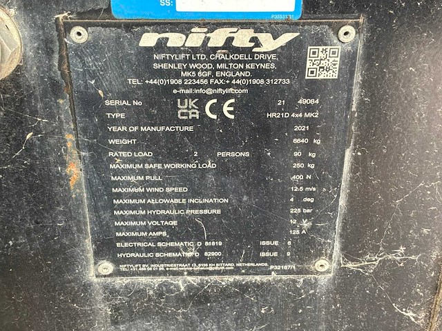 2021 nifty hr21d 4x4 mk2 hoogwerker - afbeelding 18 van  25