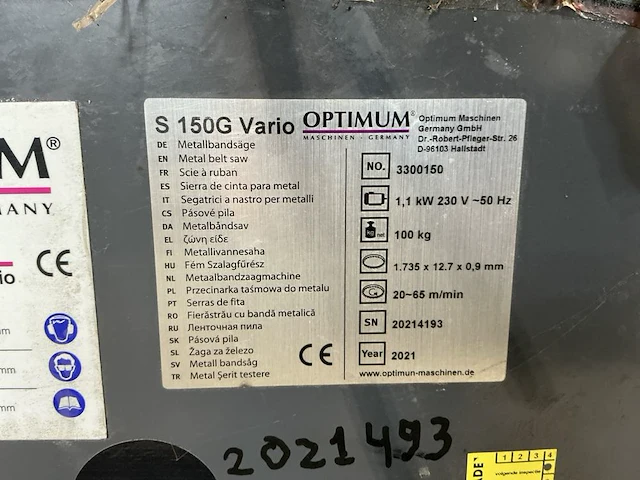 2021 optimum s 150g vario lintzaagmachine - afbeelding 10 van  10