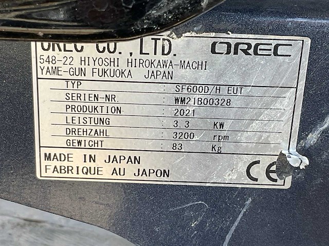 2021 orec sf600d/h eut grondfrees - afbeelding 3 van  11