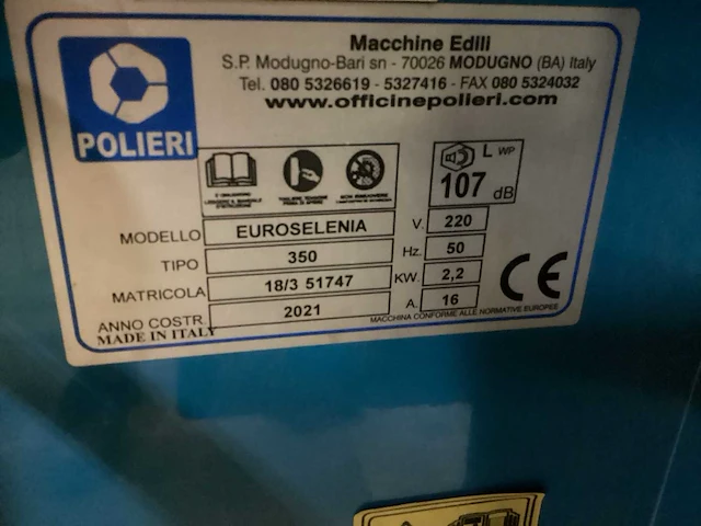 2021 polieri euroselenia 350 zaagtafel - afbeelding 4 van  6