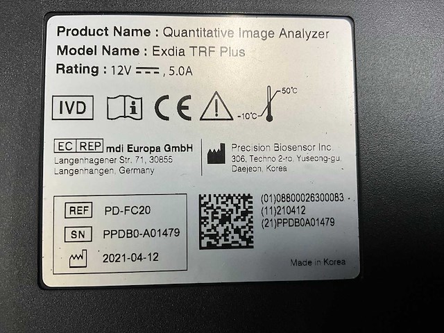2021 precision biosensor exdia trf plus immunologie-analyser - afbeelding 4 van  7