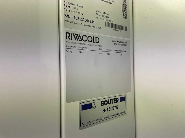 2021 rivacold fal009g011-c vriescel - afbeelding 5 van  8