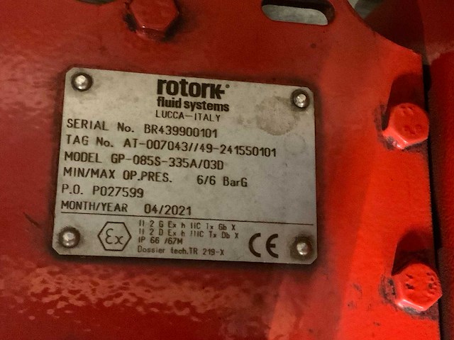 2021 rotork gp-0855-335a-030 pneumatische vlinderklep - afbeelding 5 van  5