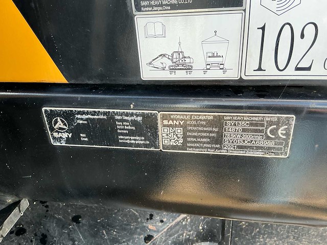 2021 sany sy135c rupsgraafmachine - afbeelding 26 van  42
