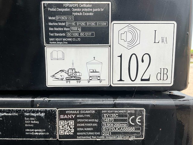 2021 sany sy135c rupsgraafmachine - afbeelding 37 van  42