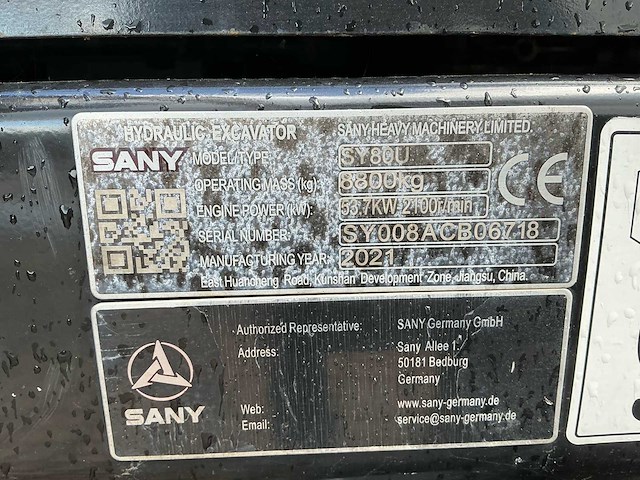 2021 sany sy80u midigraafmachine - afbeelding 28 van  34