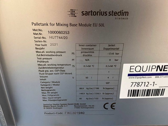 2021 sartorius palletank mobiel mengsysteem - afbeelding 6 van  7