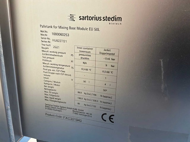 2021 sartorius palletank mobiel mengsysteem - afbeelding 6 van  7