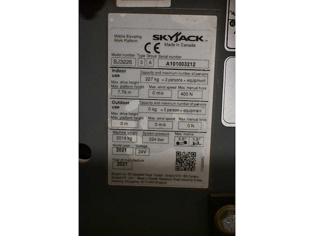 2021 skyjack - sj3226 - 7.79m - elektrische hoogwerker - afbeelding 5 van  16
