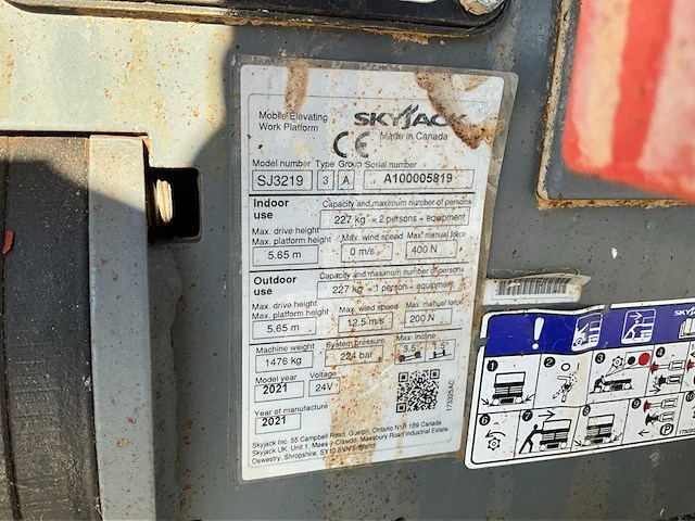 2021 skyjack sj 3219 schaarhoogwerker - afbeelding 6 van  6