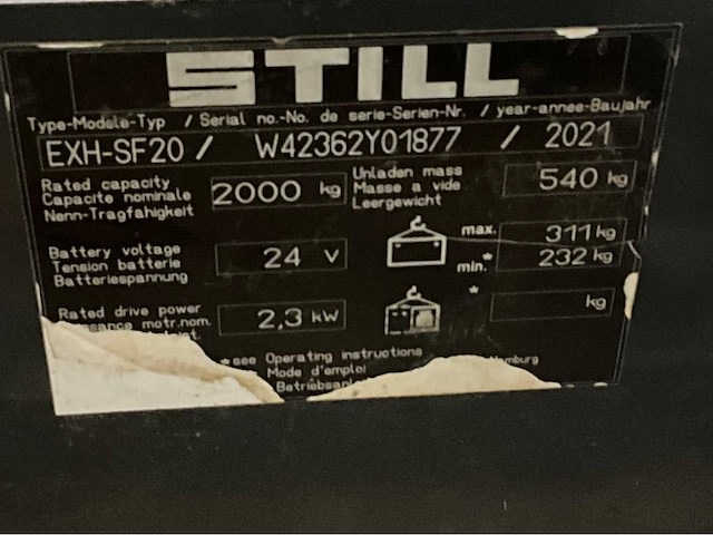 2021 still exh-sf20 2000kg meerij palletwagen - afbeelding 3 van  4