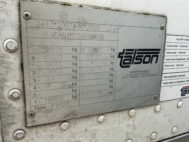 2021 talson distri f1520 oplegger - afbeelding 30 van  31
