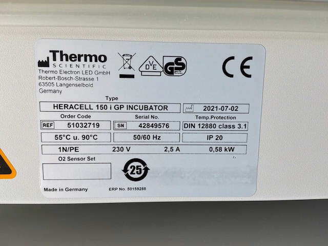 2021 thermowetenschappelijke heracell 150i gp laboratorium co2-incubator (2x) - afbeelding 10 van  11