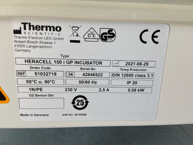 2021 thermowetenschappelijke heracell 150i gp laboratorium co2-incubator (2x) - afbeelding 11 van  11