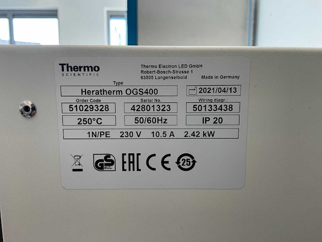 2021 thermowetenschappelijke heratherm ogs400 laboratoriumoven - afbeelding 6 van  7