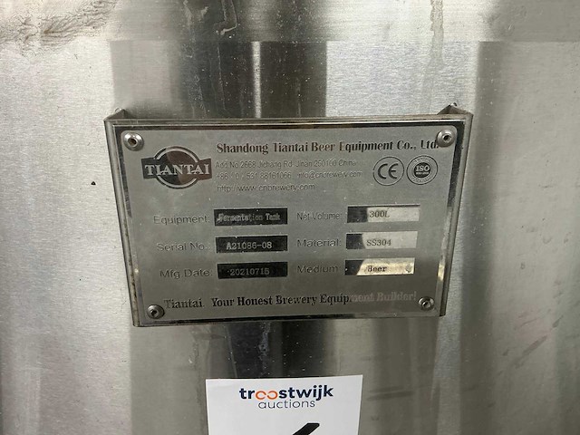 2021 tiantai fermentatie ketel 500liter dubbelwandig - afbeelding 9 van  9