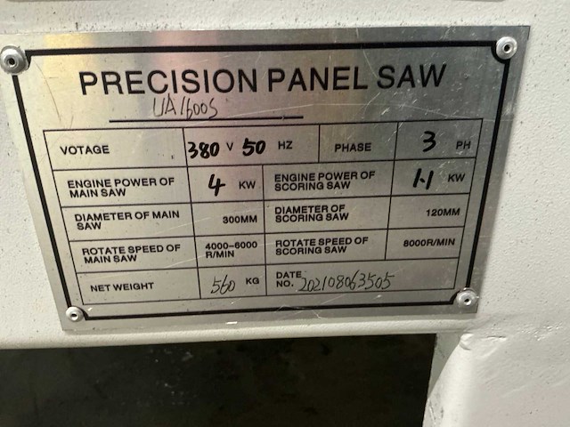 2021 ua1600s platen opdeelzaagmachine - afbeelding 4 van  14