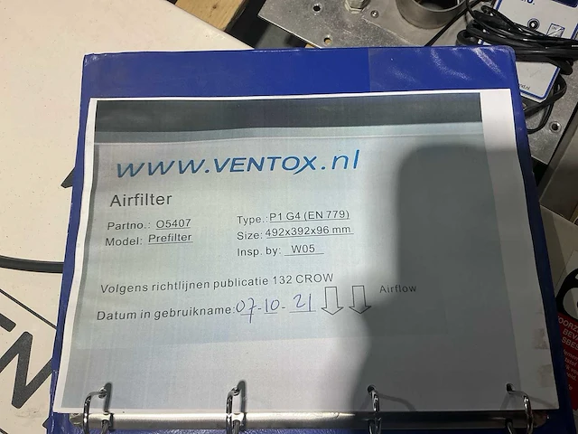2021 ventox prefilter p1 g4 overdrukfiltersysteem - afbeelding 5 van  6