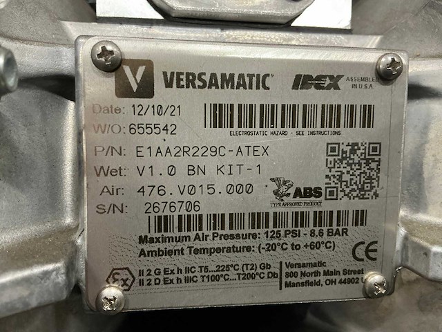 2021 versamatic pneumatische dubbele membraampomp (3x) - afbeelding 6 van  8