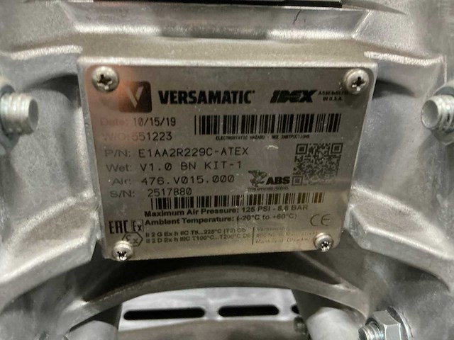 2021 versamatic pneumatische dubbele membraampomp (3x) - afbeelding 7 van  8