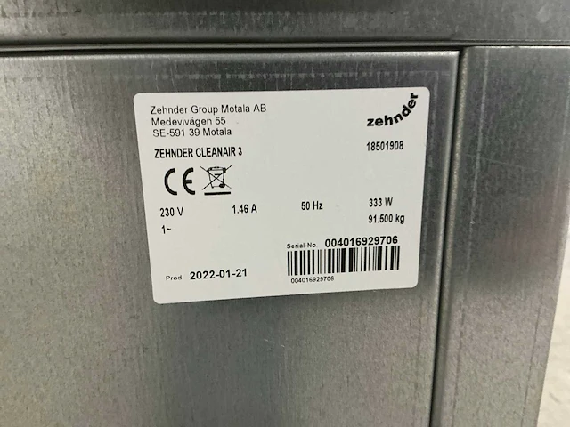 2021 zehnder cleanair3 industriële luchtreiniger - afbeelding 8 van  8