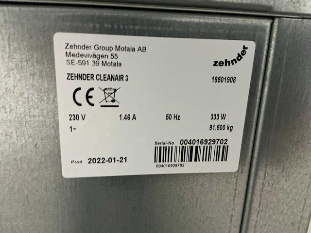 2021 zehnder cleanair3 industriële luchtreiniger - afbeelding 8 van  8