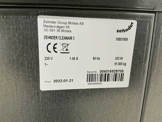 2021 zehnder cleanair3 industriële luchtreiniger - afbeelding 2 van  10