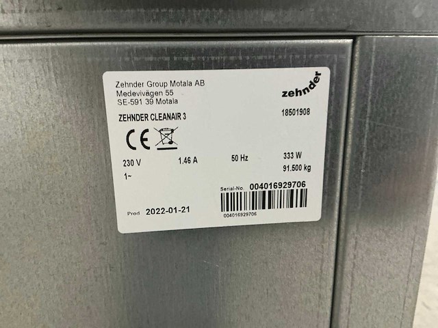 2021 zehnder cleanair3 industriële luchtreiniger - afbeelding 8 van  8