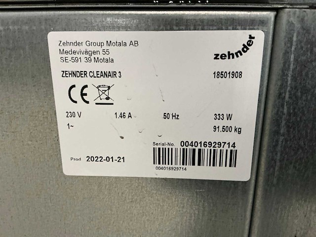 2021 zehnder cleanair3 industriële luchtreiniger - afbeelding 8 van  8