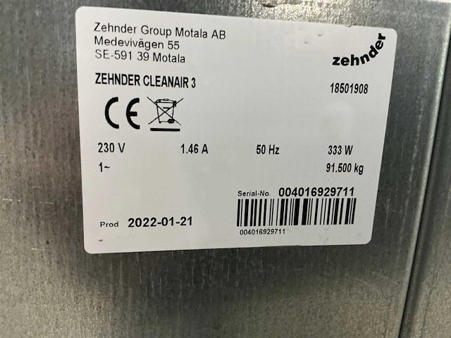 2021 zehnder cleanair3 industriële luchtreiniger - afbeelding 4 van  5