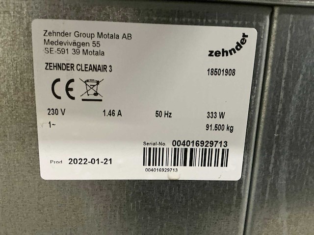 2021 zehnder cleanair3 industriële luchtreiniger - afbeelding 9 van  9