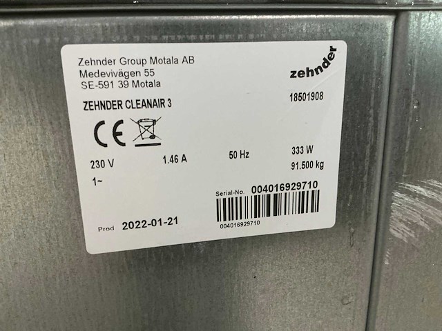 2021 zehnder cleanair3 industriële luchtreiniger - afbeelding 3 van  3