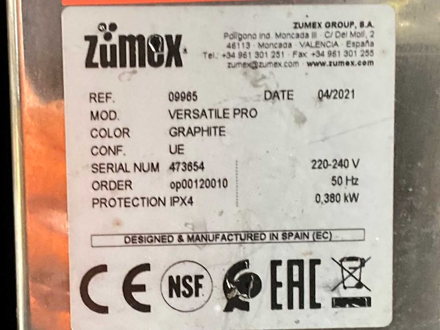 2021 zumex versatile pro sinaas sapcentrifuge - afbeelding 4 van  12