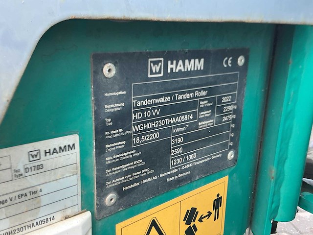 2022 - hamm - hd 10 vv - dubbele trommelrol wals - afbeelding 6 van  14