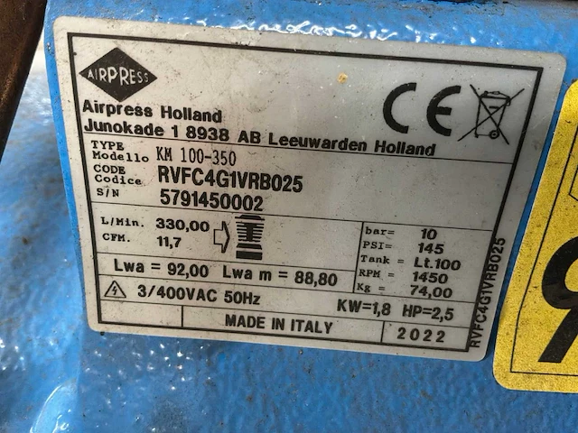 2022 airpress km 100-350 zuigercompressor - afbeelding 6 van  6
