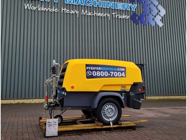 2022 atlas copco xas 58-7 luchtcompressor op aanhanger - afbeelding 4 van  9