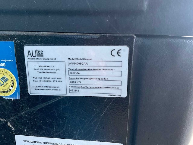 2022 autec asg4006car hefbrug, elektro hydraulisch - afbeelding 9 van  9