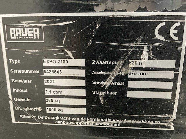2022 bauer expo heftruck kantelbak (2100l) - afbeelding 6 van  6