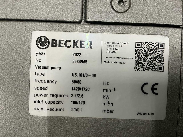 2022 becker u5.101/0-00 vacuümpomp - afbeelding 15 van  15