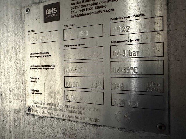 2022 bhs sonthofen gmbh htc-t 20.000 batch reactor - afbeelding 9 van  19