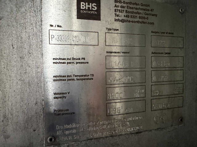 2022 bhs sonthofen gmbh htc-t 20.000 batch reactor - afbeelding 10 van  19