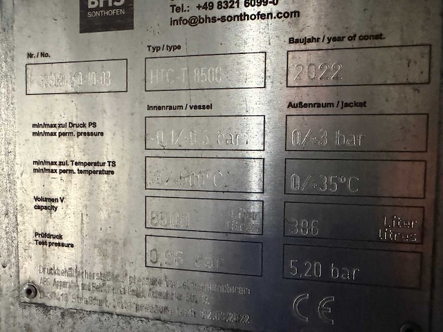 2022 bhs sonthofen gmbh htc-t 20.000 batch reactor - afbeelding 11 van  19