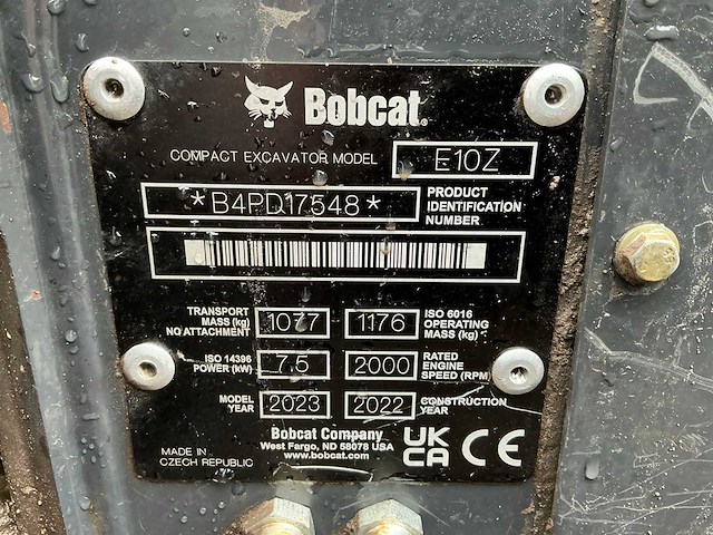 2022 bobcat e10z minigraafmachine - afbeelding 37 van  42