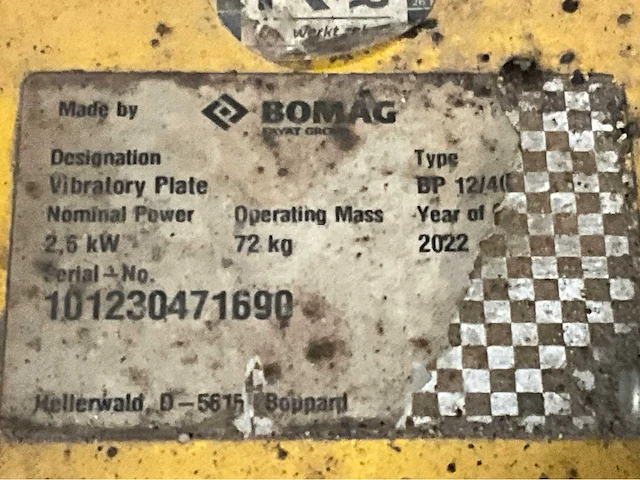 2022 bomag bp 12/40 trilplaat - afbeelding 5 van  5