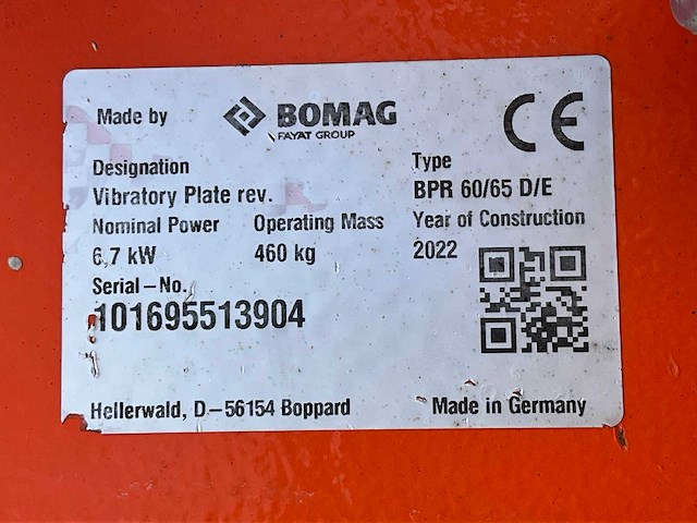 2022 bomag bpr 60/65 d/e trilplaat - afbeelding 5 van  13