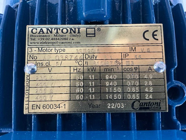 2022 cantoni 3sie90l6 elektromotor - afbeelding 5 van  5