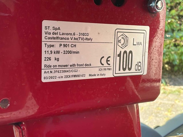 2022 castelgarden p901 ch / xz4 180 pwx zitmaaier - afbeelding 14 van  22