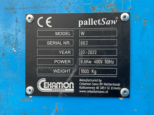 2022 cekamon w pallet ontmanteling lintzaagmachine - afbeelding 7 van  16