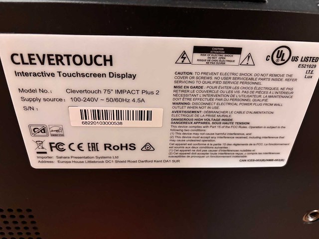 2022 clevertouch impact plus 2 interactive touchscreen 75” - afbeelding 7 van  7